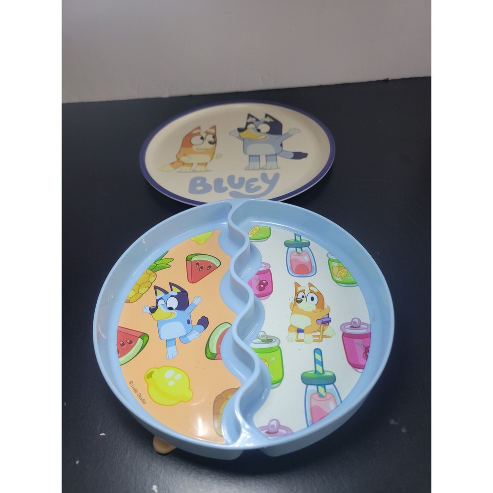 Bluey Kids Plate and‎ Divided Plate Bundle - Toddler Mealtime Set